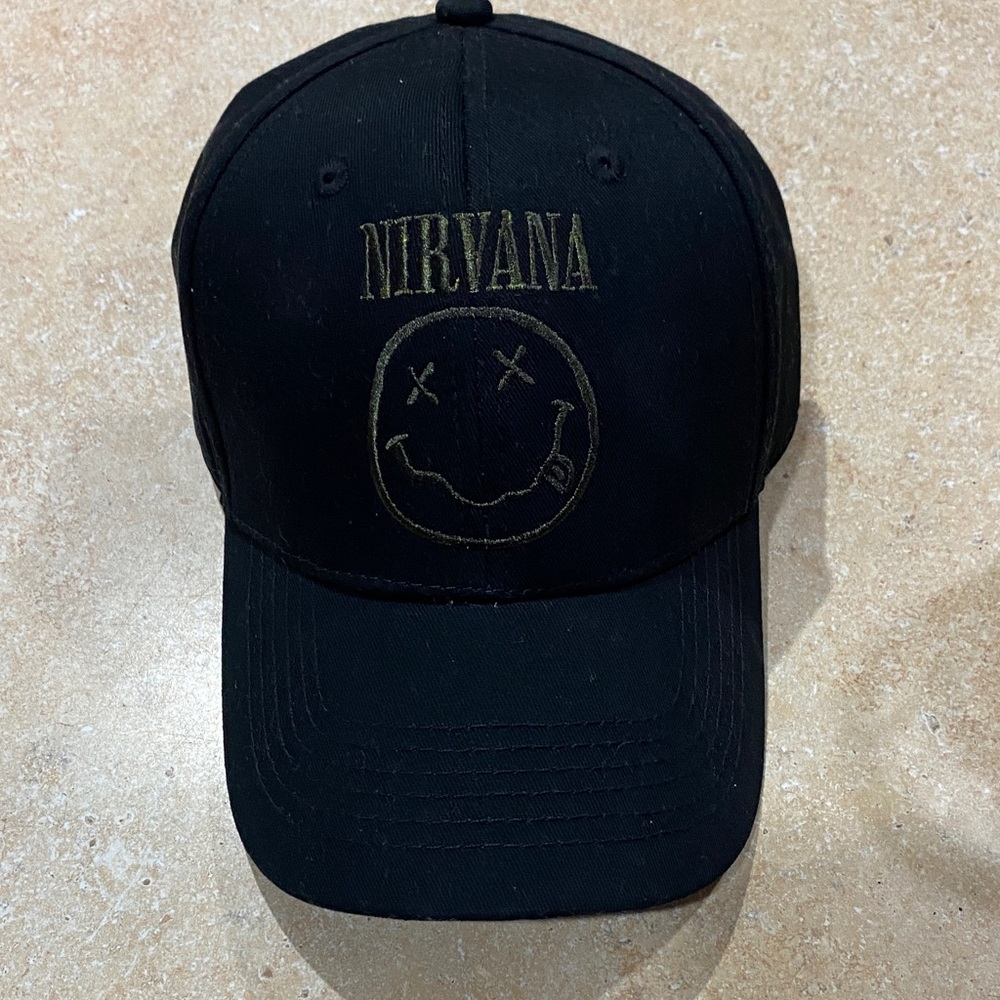 NIRVANA Black Hat with Gold Emblem embroidered new